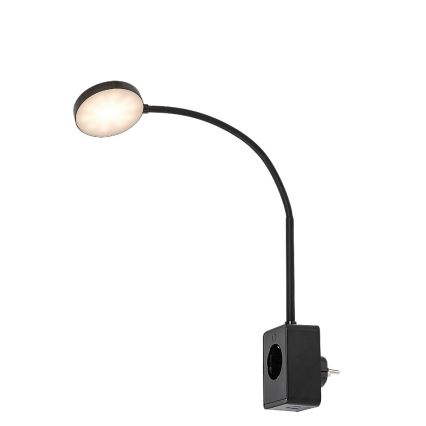 Rabalux - LED ściemnialna lampa ścienna LED/4W/230V z portem USB do gniazdka czarna