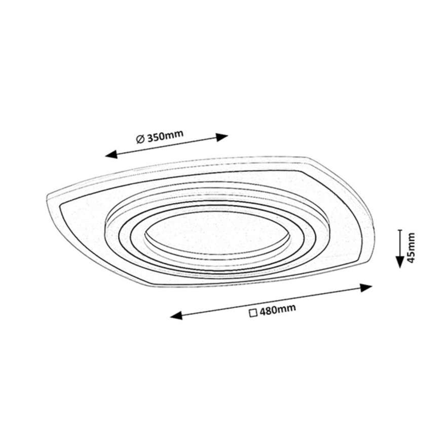 Rabalux - ściemnialna oprawa sufitowa LED/60W/230V 3000/4000/6000K matowy chrom/czarny + pilot zdalnego sterowania 48x48 cm
