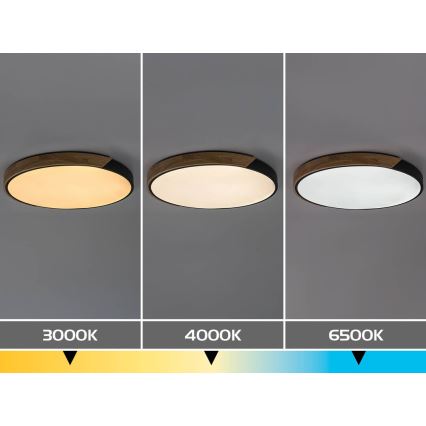 Rabalux - Oprawa sufitowa LED/42W/230V 3000/4000/6500K czarny/dąb śr. 41 cm