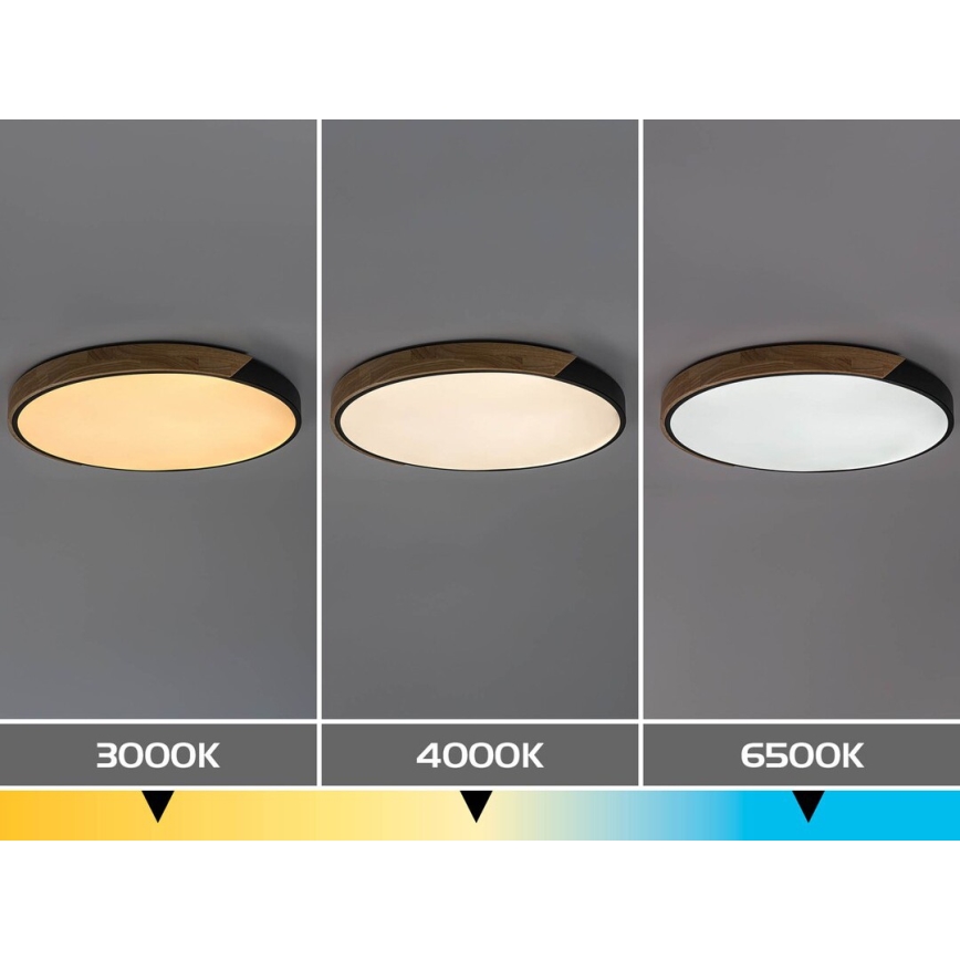 Rabalux - Oprawa sufitowa LED/42W/230V 3000/4000/6500K czarny/dąb śr. 41 cm