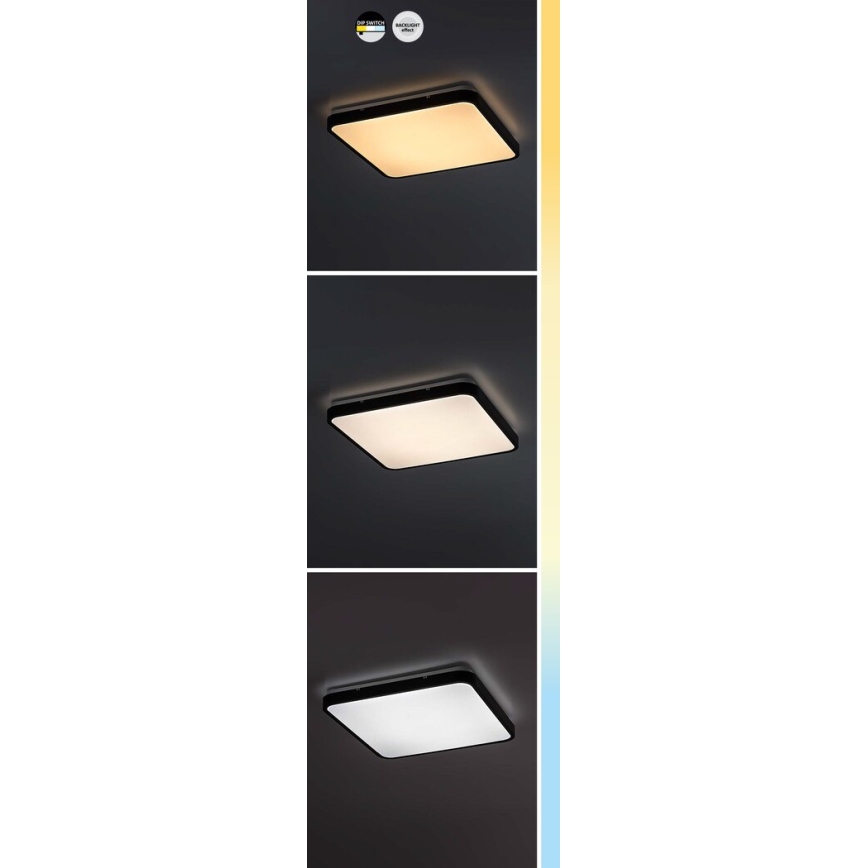 Rabalux - LED Plafon łazienkowy LED/36W/230V 3000/4000/6000K IP44 42x42 cm czarny