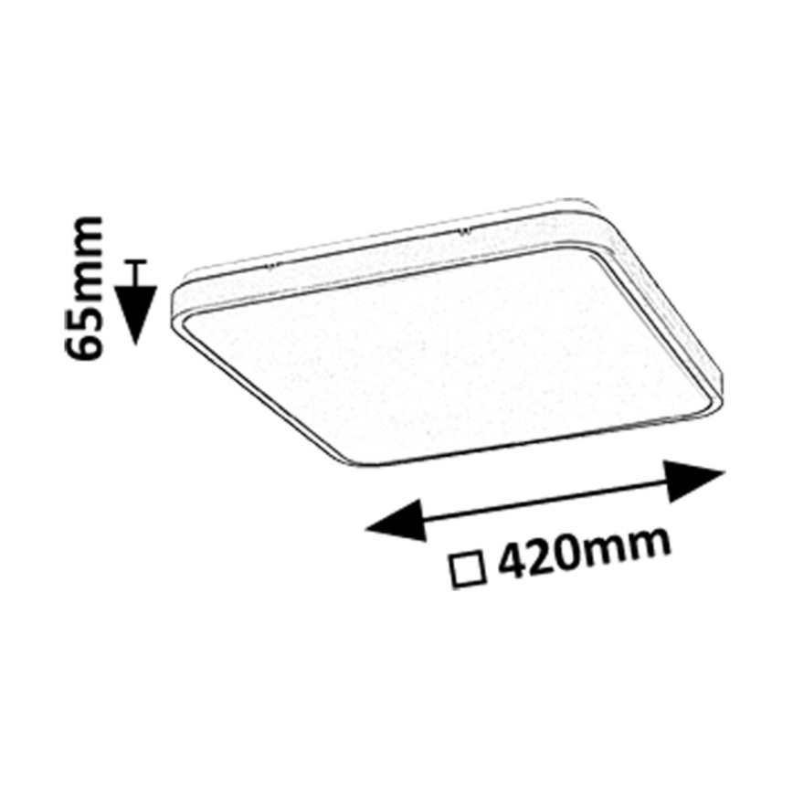 Rabalux - LED Ściemnialny plafon łazienkowy LED/36W/230V 3000-6000K IP44 42x42 cm czarny + zdalne sterowanie