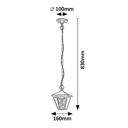 Rabalux - Lampa zewnętrzna na łańcuchu 1xE27/40W/230V IP44