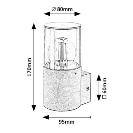 Rabalux - Zewnętrzna lampa ścienna 1xE27/12W/230V IP44