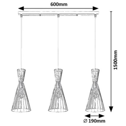 Rabalux - Lampa wisząca na linkach 3xE27/60W/230V