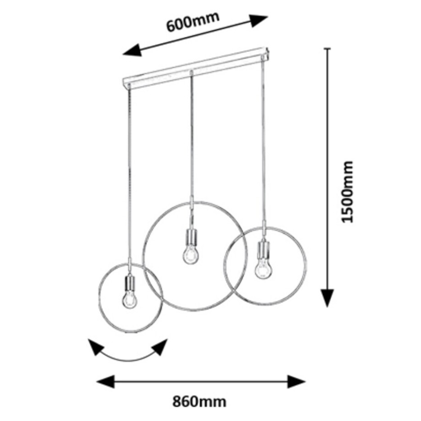 Rabalux - Lampa wisząca na linkach 3xE27/40W/230V