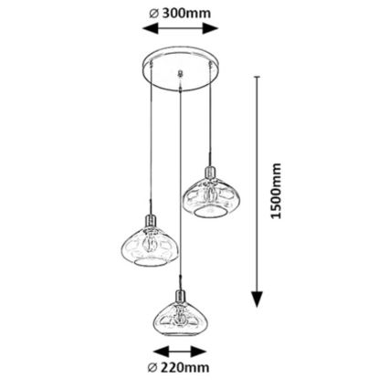 Rabalux - Lampa wisząca na linkach 3xE27/40W/230V