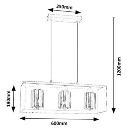 Rabalux - Lampa wisząca na linkę 3xE27/25W/230V
