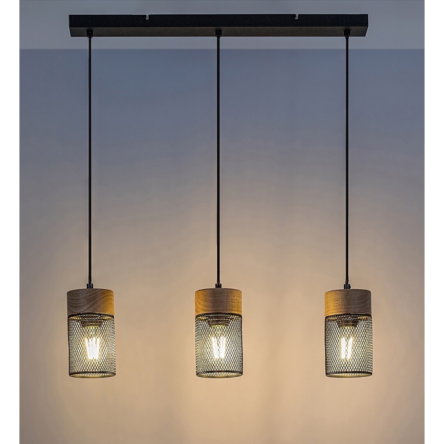 Rabalux - Lampa wisząca na linkach 3xE27/25W/230V buk