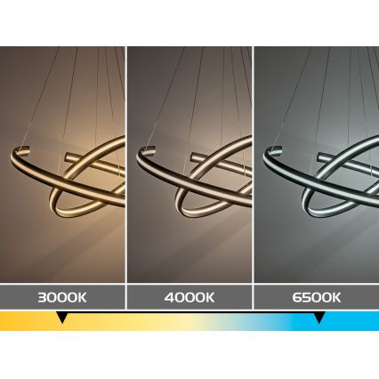 Rabalux - LED ściemnialny żyrandol na przewodzie LED/80W/230V 3000-6500K czarny + zdalne sterowanie