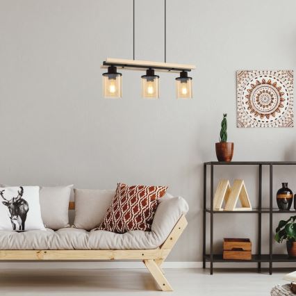 Rabalux - Lampa wisząca na linkach 3xE27/25W/230V sosna
