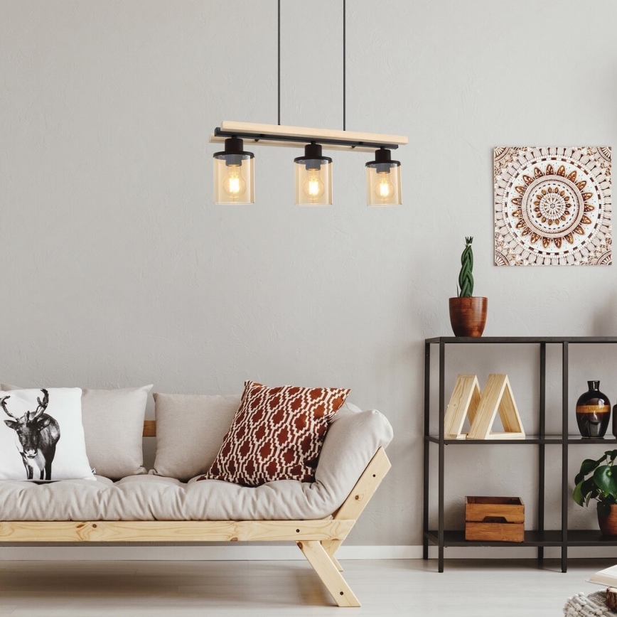 Rabalux - Lampa wisząca na linkach 3xE27/25W/230V sosna