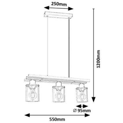Rabalux - Lampa wisząca na linkach 3xE27/25W/230V sosna
