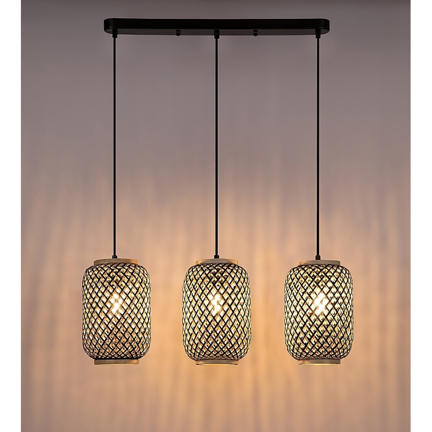 Rabalux - Lampa wisząca na linkę 3xE27/40W/230V rattan