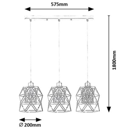 Rabalux - Lampa wisząca na linkach 3xE27/40W/230V