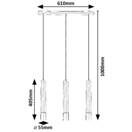Rabalux - Lampa wisząca na linkach 3xGU10/50W/230V buk