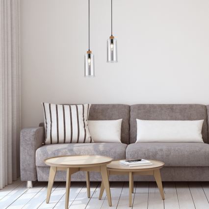 Rabalux - Lampa wisząca na przewodzie 1xE27/25W/230V dąb