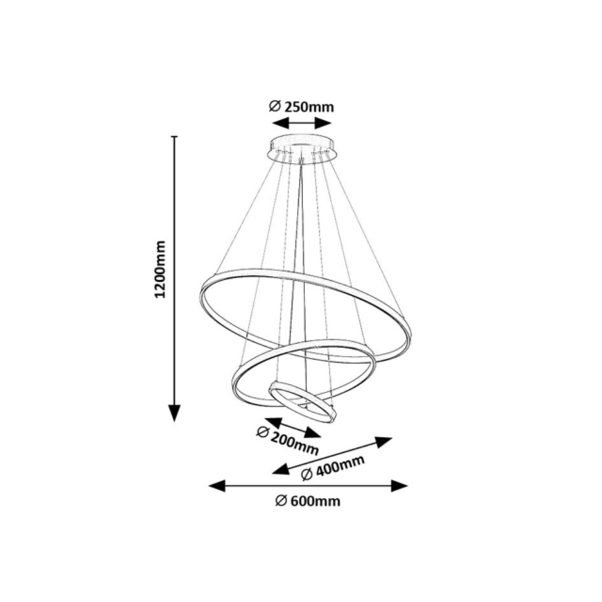 Rabalux - Ściemnialny żyrandol LED na przewodzie LED/90W/230V 3000-6500K + pilot zdalnego sterowania