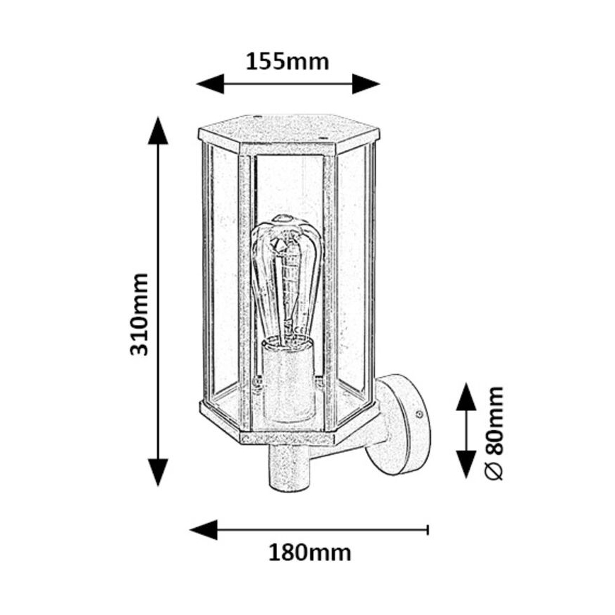 Rabalux - Lampa ścienna zewnętrzna 1xE27/40W/230V IP44
