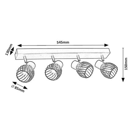 Rabalux - Oświetlenie punktowe 4xE14/10W/230V