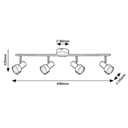 Rabalux - Oświetlenie punktowe sufitowe 4xGU10/50W/230V