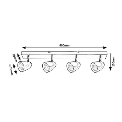 Rabalux - Oświetlenie punktowe 4xGU10/5W/230V białe