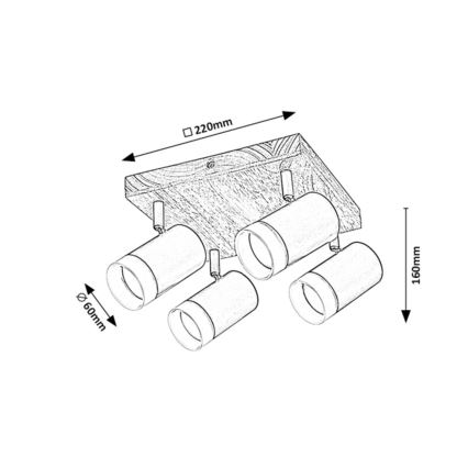 Rabalux - Oświetlenie punktowe sufitowe 4xGU10/5W/230V dąb