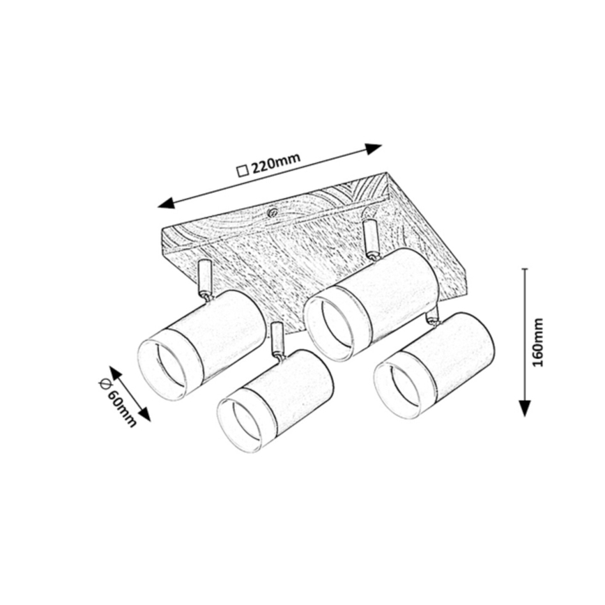 Rabalux - Oświetlenie punktowe sufitowe 4xGU10/5W/230V dąb