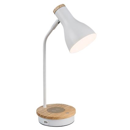 Rabalux - Regulowana dotykowa lampa stołowa z bezprzewodowym ładowaniem 1xE14/25W/230V kauczukowiec