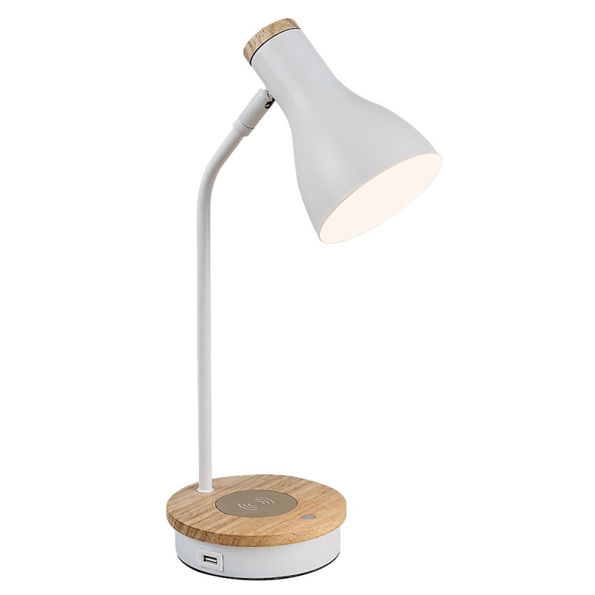 Rabalux - Ściemnialna dotykowa lampa stołowa z ładowaniem bezprzewodowym 1xE14/25W/230V kauczukowiec