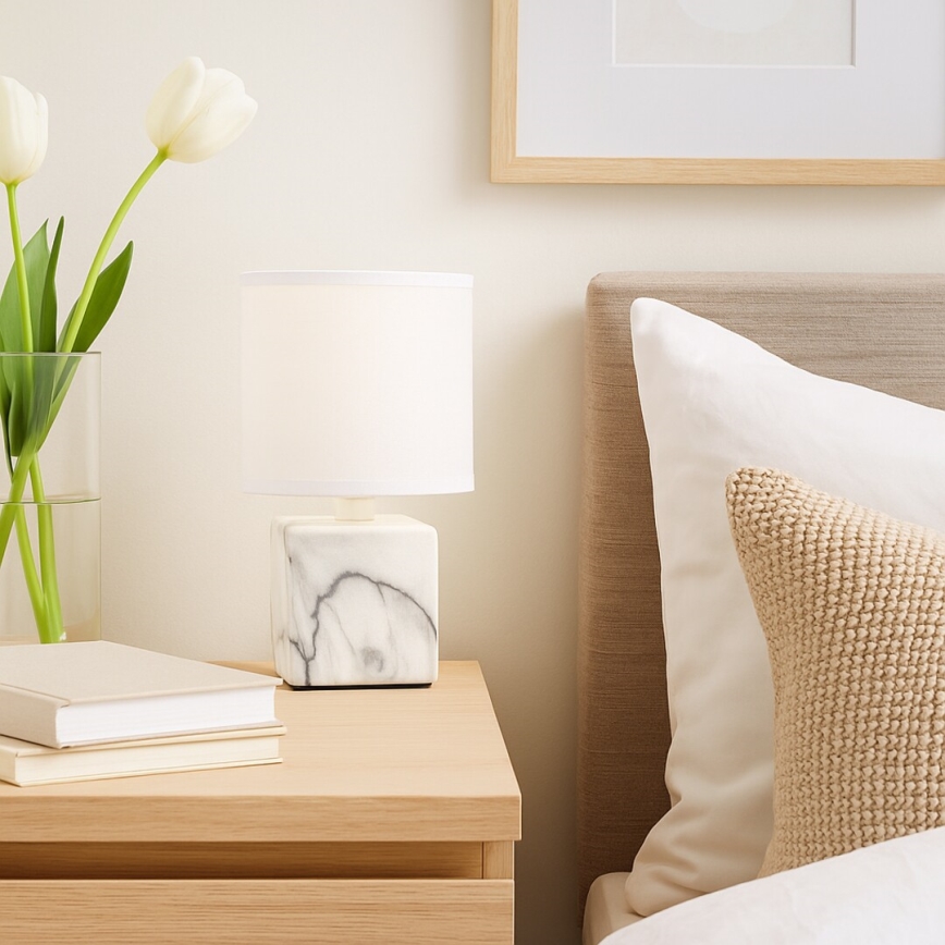 Rabalux - Lampa stołowa 1xE14/40W/230V, biała z dekorem marmuru