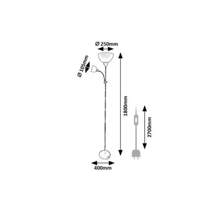 Rabalux - Lampa stojąca 1xE27/60W/230V + 1xE14/25W czarna
