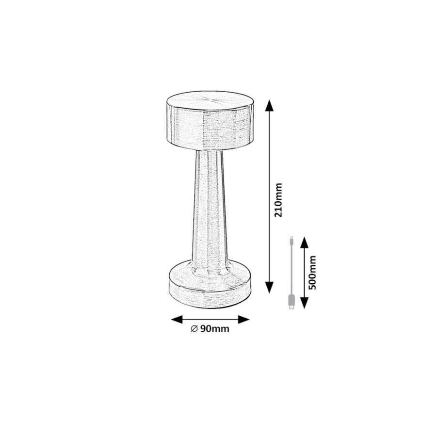Rabalux - LED Akumulatorowa  dotykowa lampa stołowa LED/2,7W/5V 1200mAh 3000/4000/6000K matowy chrom