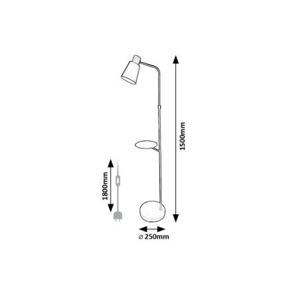 Rabalux - Lampa podłogowa z półką 1xE27/40W/230V czarna
