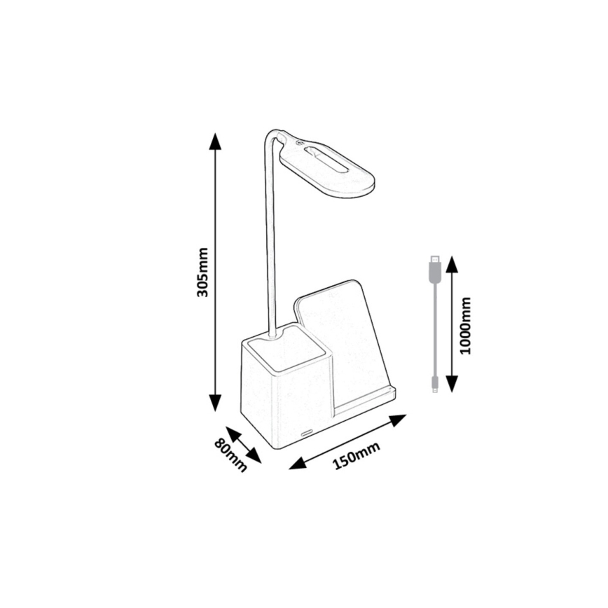 Rabalux - Ściemnialna lampa stołowa LED z ładowaniem bezprzewodowym QI LED/4W/5V 3000/4000/6500K biała