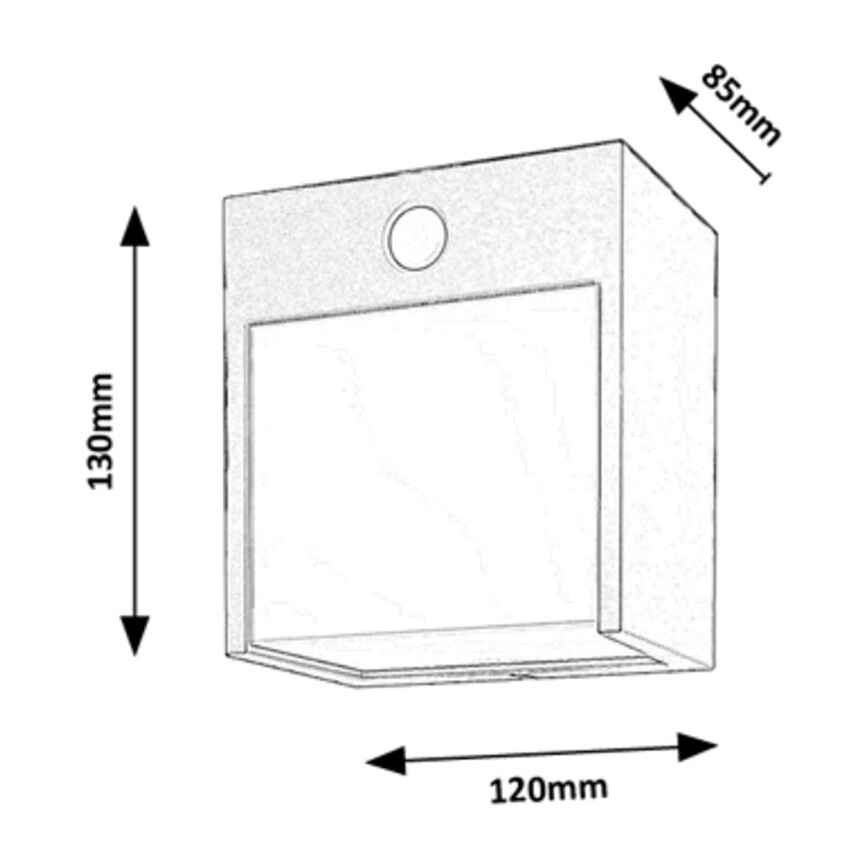Rabalux - LED zewnętrzna lampa ścienna z czujnikiem LED/12W/230V czarna IP44