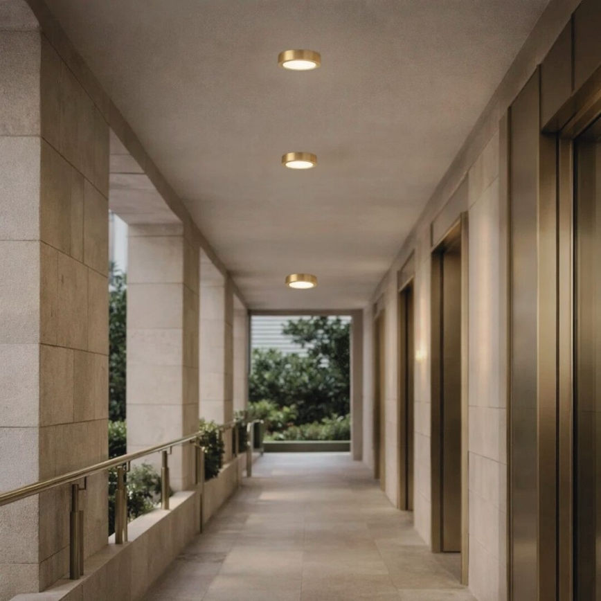 Rabalux - Plafon łazienkowy LED, 7 W, 230 V, Ø 12 cm, IP44, złoty