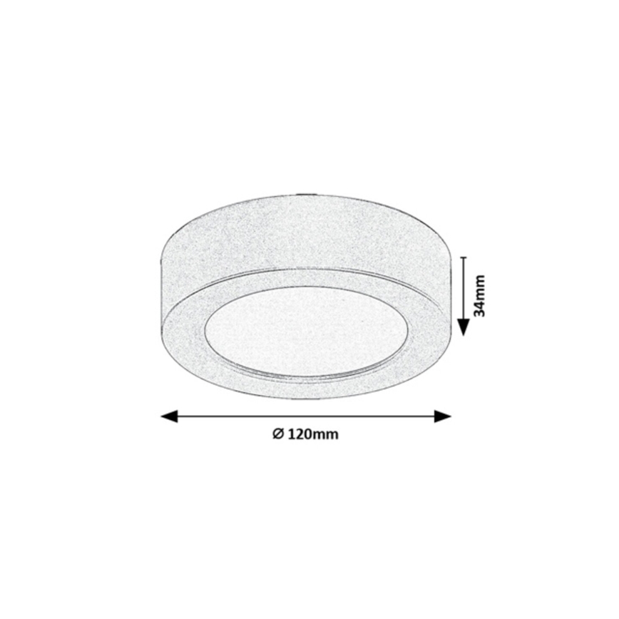 Rabalux - Plafon łazienkowy LED, 7 W, 230 V, Ø 12 cm, IP44, złoty