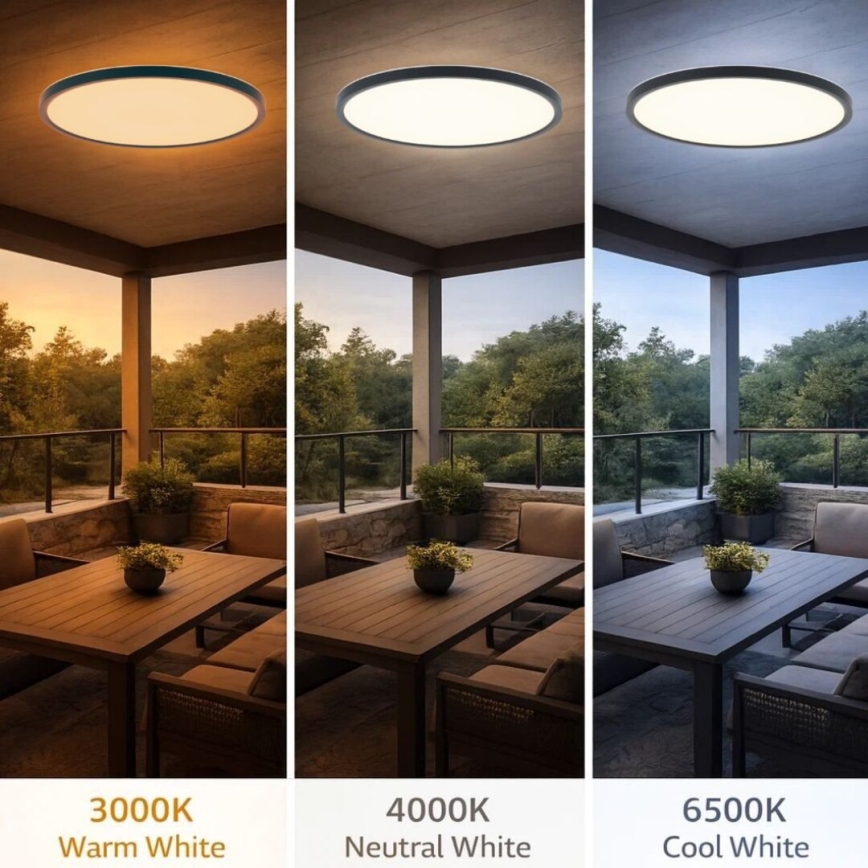 Rabalux - LED Plafon łazienkowy LED/24W/230V 3000/4000/6000K śr. 40 cm IP44 czarny