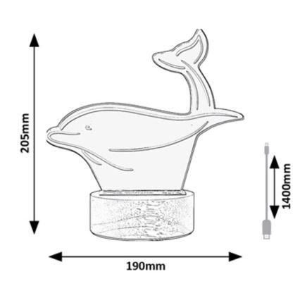 Rabalux - LED Dziecięca lampka LED/2W/5V 3000K dolphin buk