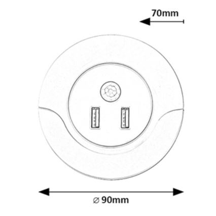 Rabalux - LED Oświetlenie nocne do gniazdka z czujnikiem 2xUSB LED/13,9W/230V 3000K