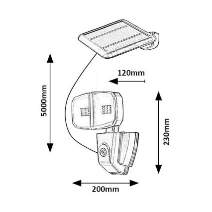 Rabalux - LED Solarny naświetlacz z czujnikiem LED/12W/3,7V IP44