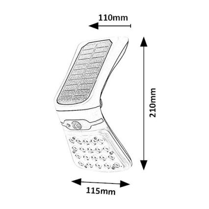Rabalux - LED regulowane oświetlenie solarne z czujnikiem LED/4W/3,7V IP44 1800 mAh