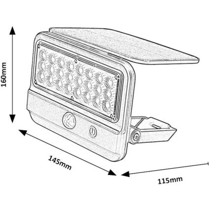 Rabalux - LED Kinkiet solarny z czujnikiem LED/7W/3,7V IP54 czarny