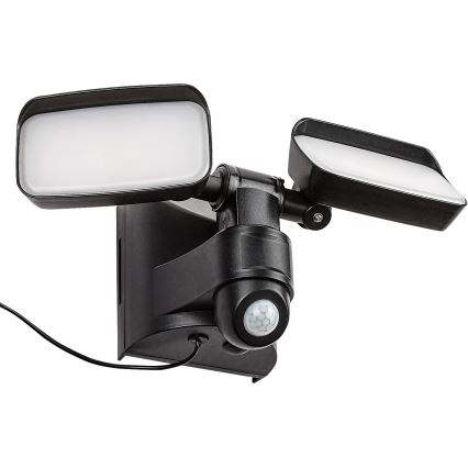 Rabalux - Elastyczna lampa ścienna LED solarna z czujnikiem i zewnętrznym panelem 2xLED/5W/3,7V IP54 czarna 600 mAh