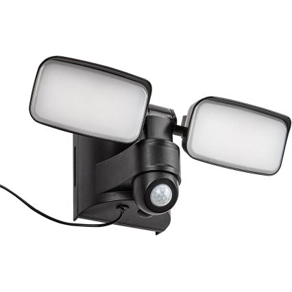 Rabalux - Elastyczna lampa ścienna LED solarna z czujnikiem i zewnętrznym panelem 2xLED/5W/3,7V IP54 czarna 600 mAh
