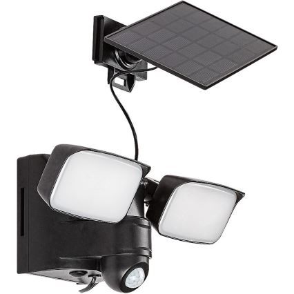 Rabalux - Elastyczna lampa ścienna LED solarna z czujnikiem i zewnętrznym panelem 2xLED/5W/3,7V IP54 czarna 600 mAh