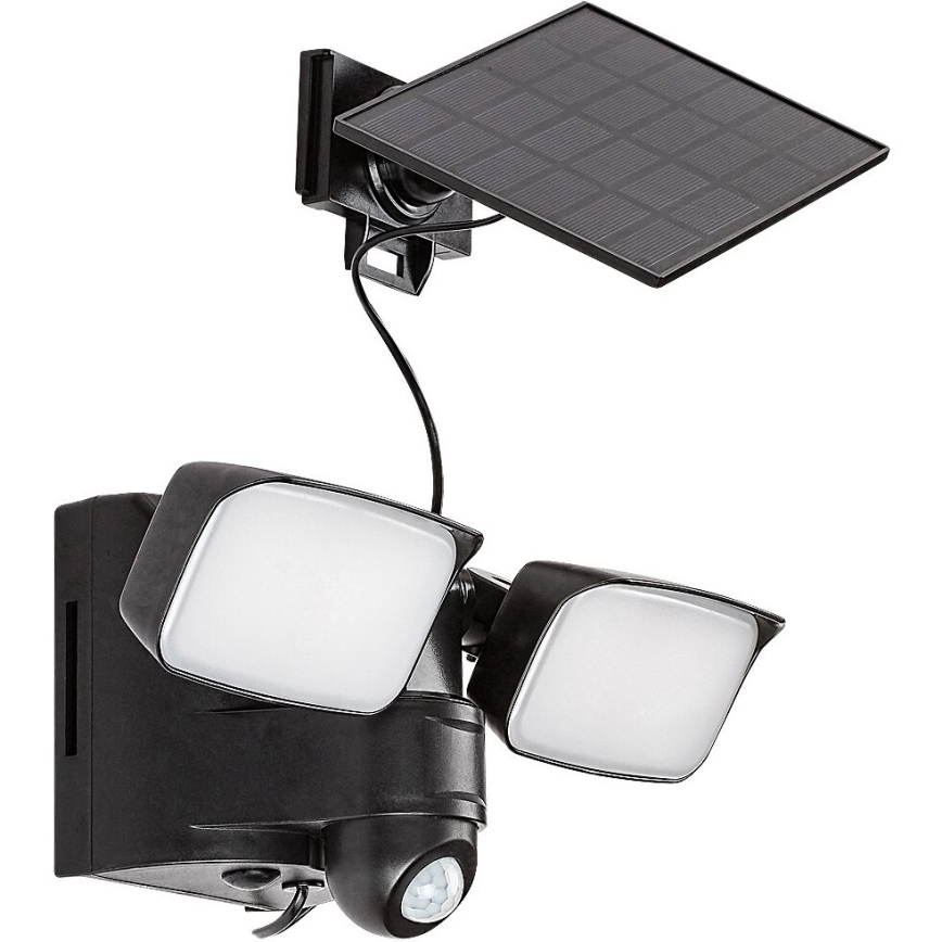 Rabalux - Elastyczna lampa ścienna LED solarna z czujnikiem i zewnętrznym panelem 2xLED/5W/3,7V IP54 czarna 600 mAh