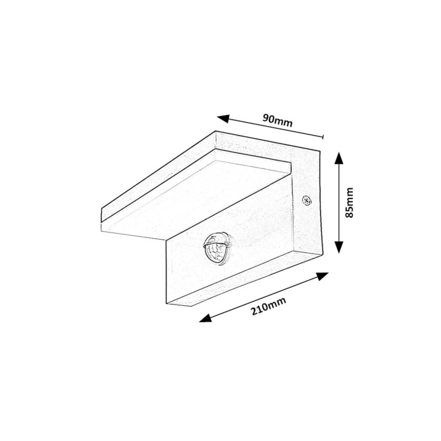 Rabalux - LED Kinkiet zewnętrzny z czujnikiem LED/9W/230V 2700/4000/6500K IP54 czarny