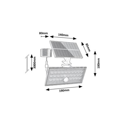 Rabalux - Reflektor solarny LED z czujnikiem LED/8W/3,7V 1800mAh IP65 + pilot zdalnego sterowania